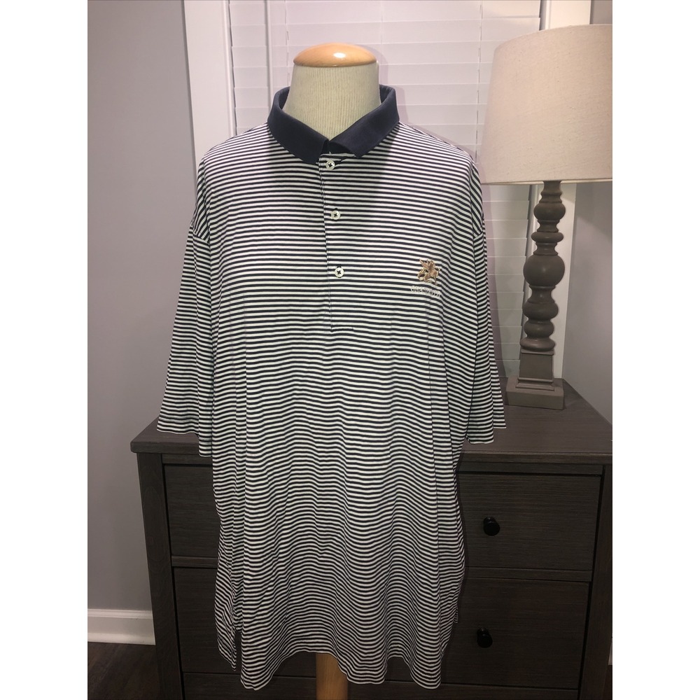Fairway & Greene Golf Polo‎ Men's Size XL Blue Striped Short Sleeve Grandover